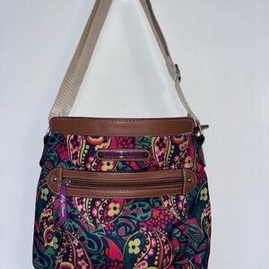 Lily Bloom Owl Paisley Pink Purple Green Adjustable Shoulder Strap Purse Bag Fun